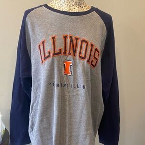 Vintage 90s Pro Player Illinois  Long Sleeve Thermal Shirt - Navy and Gray